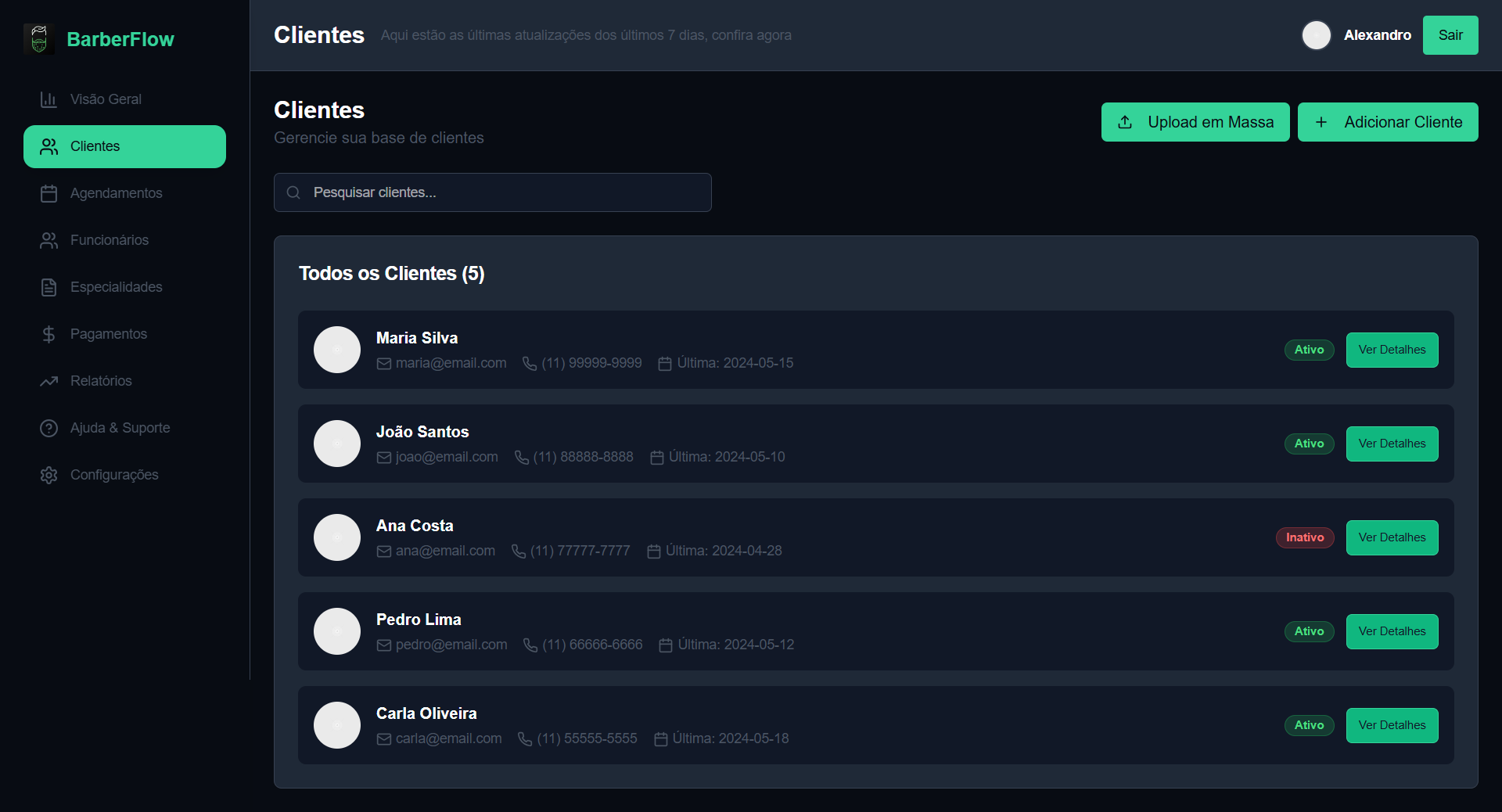 Gestão de Clientes BarberFlow