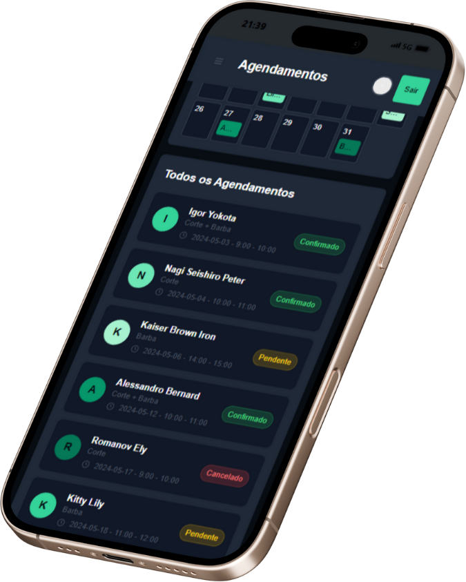 BarberFlow Dashboard Mockup